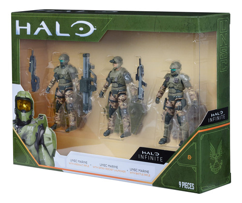 Halo De 3 Figuras De 4 Pulgadas, Marines De Unsc Co. Color Multicolor