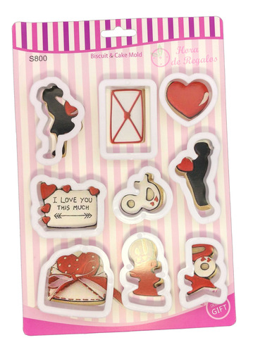 Set 9 De Cortantes San Valentin Cookie Fondant Amor Novios