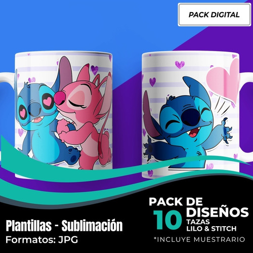 Diseños Plantillas Para Tazas Lilo Stitch Sublimación M3