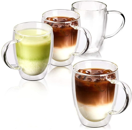 taza de té de cristal filtro de cristal vaso de té con tapa tetera de tres piezas 300 ml, transparente KADAX Vaso de té con colador vasos con asa 300 ml 3 en 1 