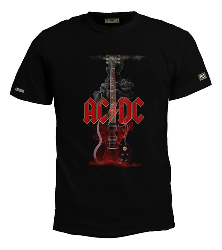 Camiseta Ac Dc Guitarra Roja Humo Acdc Rock Metal Bto