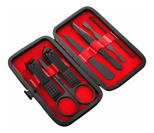 Set De Manicura Estuche Incluido De Acero Oscurecido 7 Pz