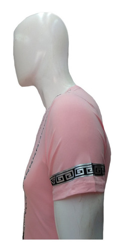 Imagen 4 de 6 de Playera Hombre Calaveras Cadenas Plateada Pedreria Slimfit