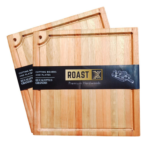 Platos Pack X2 Eucalipto Premium Asado Cocina Madera 23x23