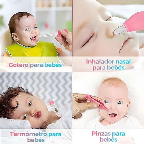 20pcs Kit De Cuidado De Bebe Higiene Termómetros Uñas Rosa