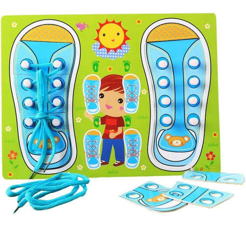 Juegos Aprende Amarrar Zapatos Niños Madera Didactico6298-1