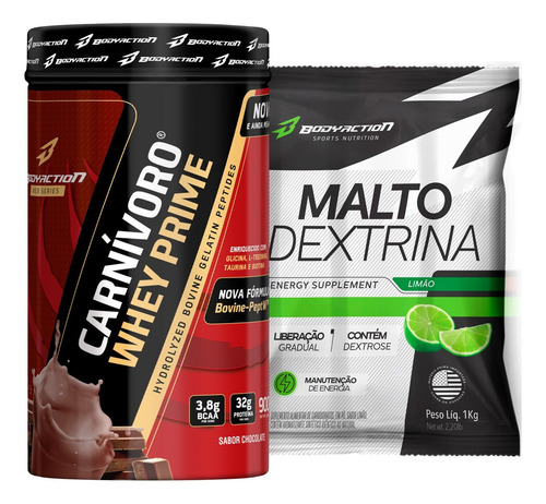 Whey Protein Bodyaction Carnívoro Whey Prime + Maltodextrina Sabor Limão