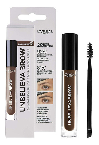 Gel Loreal Para Cejas Unbeliveable 108 Dark Brunette 3.4ml Color 107 Cool Brunette