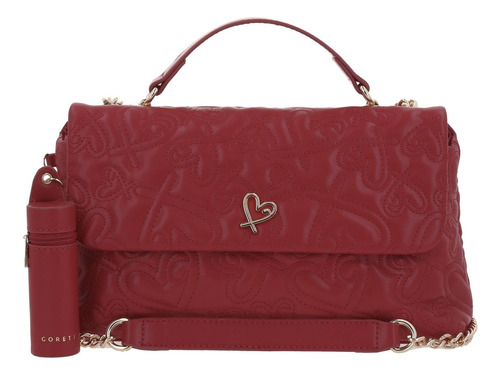 Bolso Tipo Crossbody Gorétt Capitonado Shantal P25 Rojo Lisa Oro Rojo