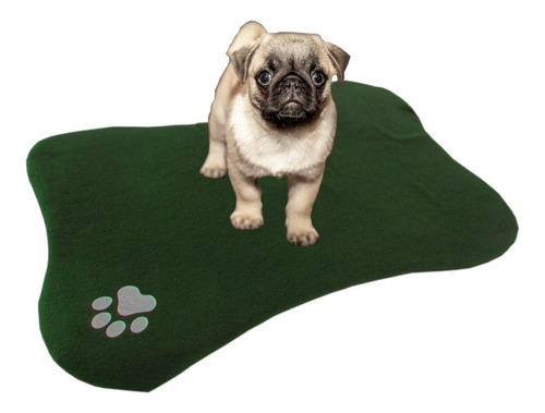 Cama En Forma De Hueso Para Mascotas. Color Verde
