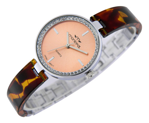 Reloj Montreal Mujer Ml914 Apliques Strass Abajo Del Cristal