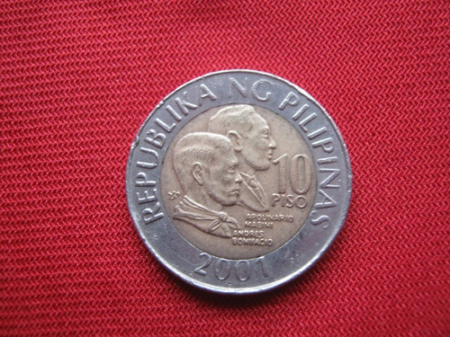 Imagen 1 de 2 de Filipinas 10 Piso 2001 Bimetálica