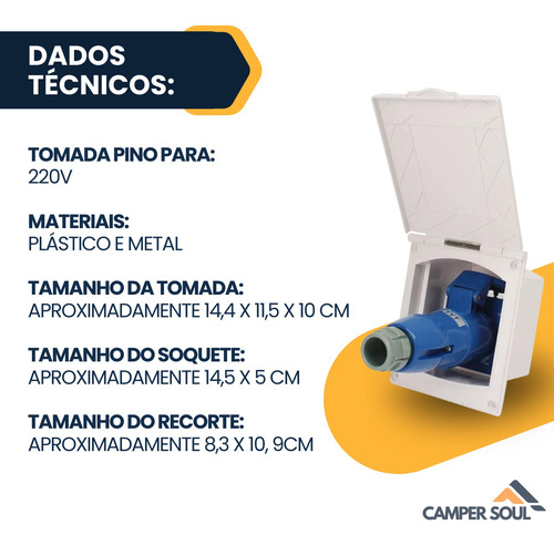 Plug Entrada Energia Motorhome Trailer Camper Motorcasa 220v