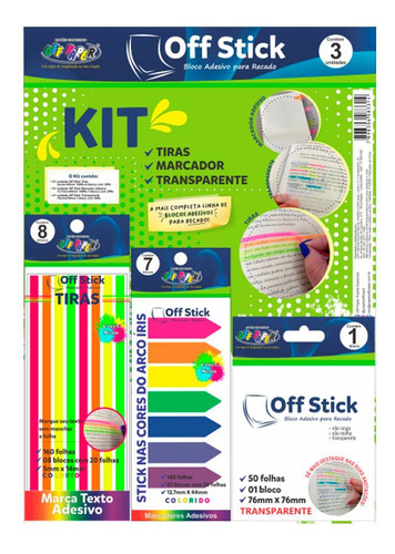 Bloco Adesivo Para Recado Kit Off Stick