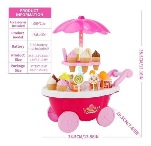 Imagen 3 de 6 de Disney Minnie Mouse Carrito Musical Postres 39 Pzs Original