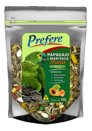 Ração Papagaio Com Frutas Mistura Super Premium 5 Un 400g