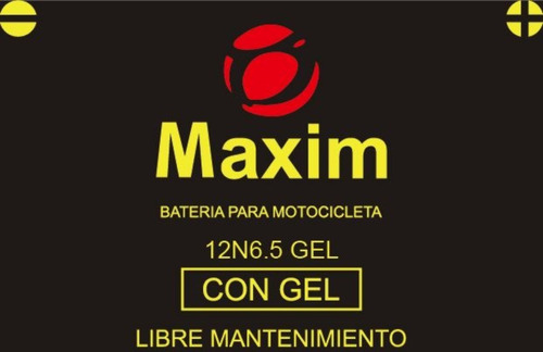 Bateria Maxim De Gel 12n6.5 En Moto 46