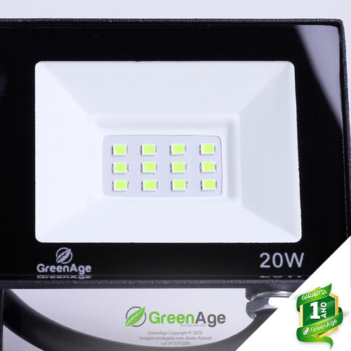 Refletor Led Verde Smd 20w Prova D'água Bivolt