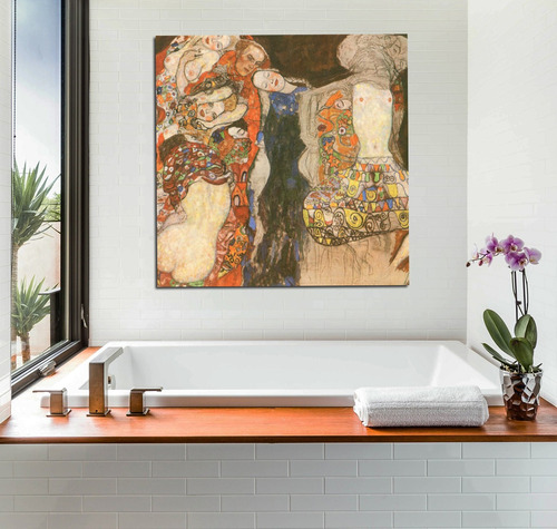 Vinilo Decorativo 60x60cm Klimt Bride Amor Novia Arte