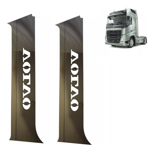Par Aplique Inox Coluna Porta Volvo Fh 2015 A 2020