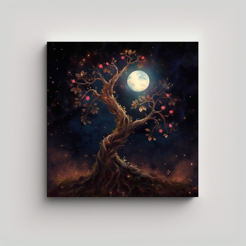 20x20cm Cuadro Oaken Spells Dark Galaxy Magic Tree Grunge Te