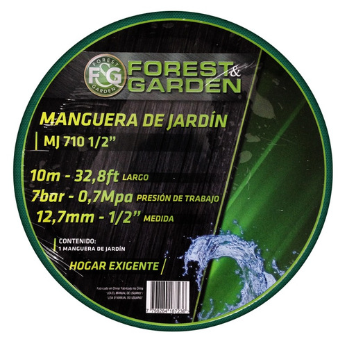 Manguera Forest&garden De 10mts 7bar 1/2  -mk7101/2