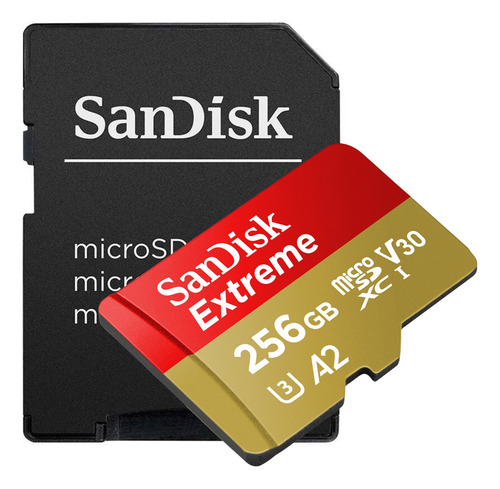 Tarjeta de memoria micro SD Sandisk Extreme de 256 gb con adaptador SD