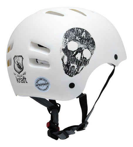 Capacete Kraft Bike Caveira Branco G Skate Patins - Nbr16175