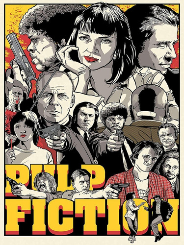 Poster Retrô Pulp Fiction 30x40cm Cinema Plastificado Filme
