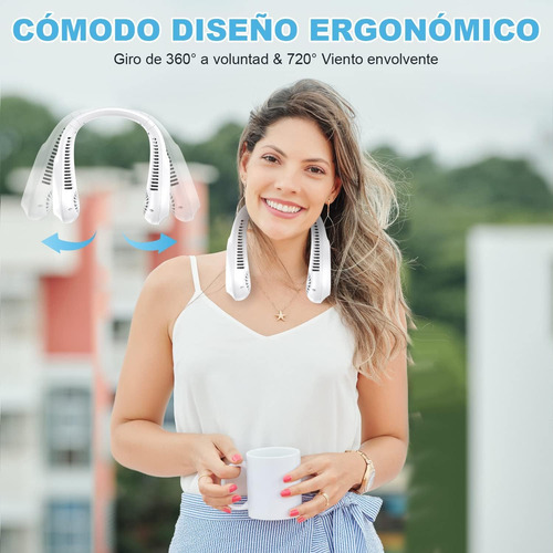 Ventilador De Cuello Portátil Led, Ventilador De Cuello