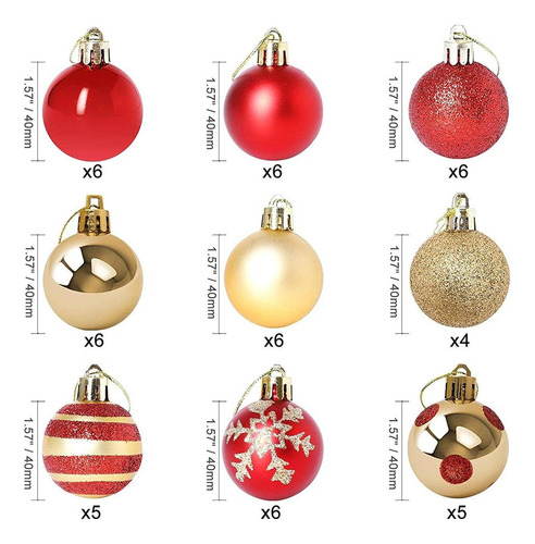 50 Bolas Colgantes Navideñas Decoración Del Hogar 4cm