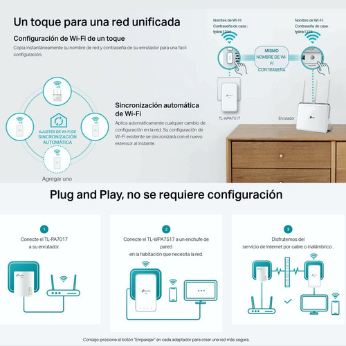 Imagen 5 de 10 de Kit Powerline Gigabit Wifi Ac Av1000, Tp-link Tl-wpa7517kit