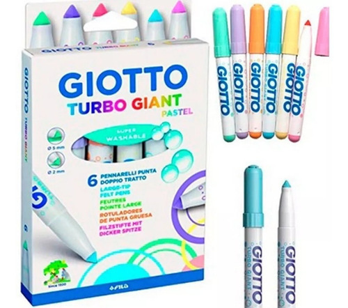 Marcador Giotto Turbo Giant Pastel X 6 Colores 