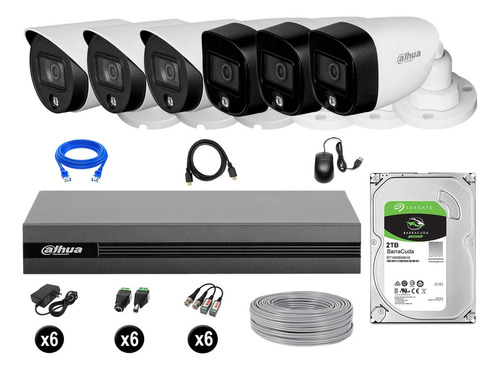 Cámaras Seguridad Exterior Dahua Kit6 1080p Vision Noche 2tb