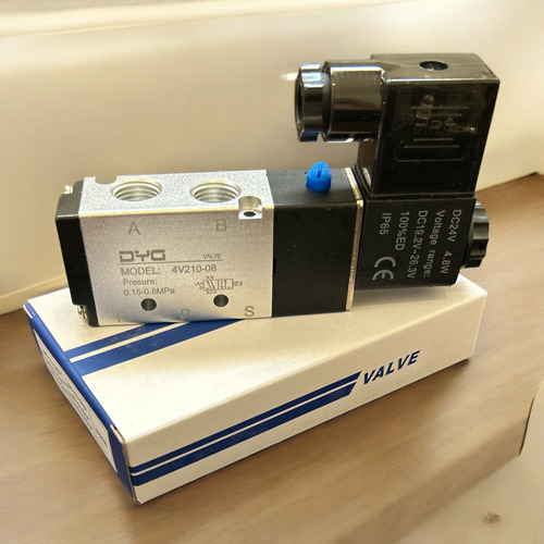 2x Válvula Pneumática Solenoide 5/2 Vias 1/4 Mola 24v