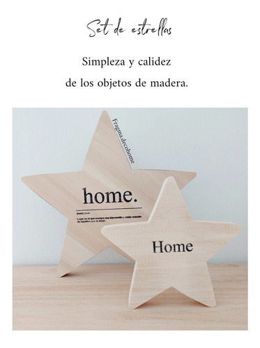 Imagen 3 de 3 de Set De 2 Estrellas De Madera De Álamo
