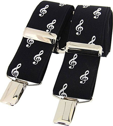 David Van Hagen Mens Treble Clef Music Braces - Black-white