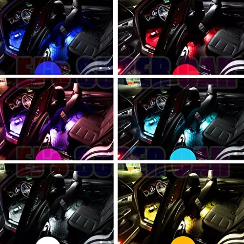 Luces LED de interior de carro, 4 tiras de 36 LED 12 V CC impermeable  multicolor, kit de iluminación, con mando a distancia inalámbrico, de EJ's  SUPER