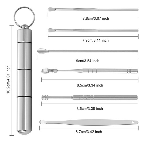 Set Limpieza Oidos Cureta Removedor Cerumen Extractor Cera
