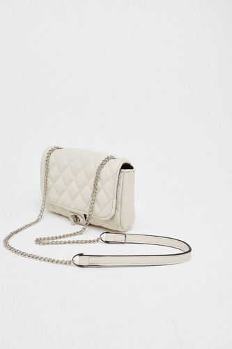 Bolso Bandolera Color Beige Acolchonada