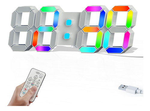 Covery Reloj De Escritorio Digital Led Rgb, Relojes De Neon