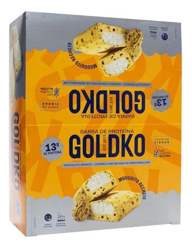 Barra De Proteína Chocolate Branco E Cookiesgoldko 50g 12 U