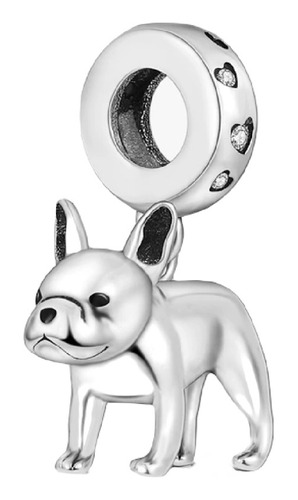 Charm Perro Bulldog Francés Circones Plata 925 Silver Heart