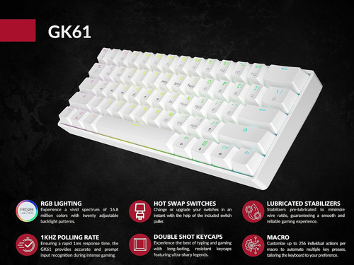 Teclado De Juegos Mecánicos Gk61 - 61 Teclas Multi Color Rgb