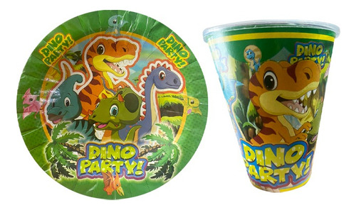 Personaje A Elegir 50 Vasos 50 Platos Desechables Fiesta Multicolor Personaje Dinosaurio Infantil