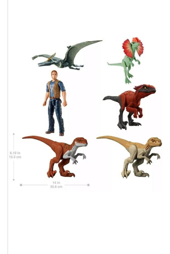 Jurassic World Dominion Set De 6 Figuras Owen+ 5 Dinosaurios