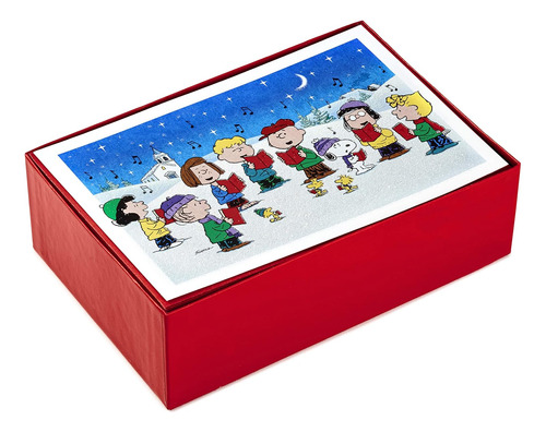 Tarjetas De Navidad Caja, Peanuts Gang (40 Tarjetas Sob...