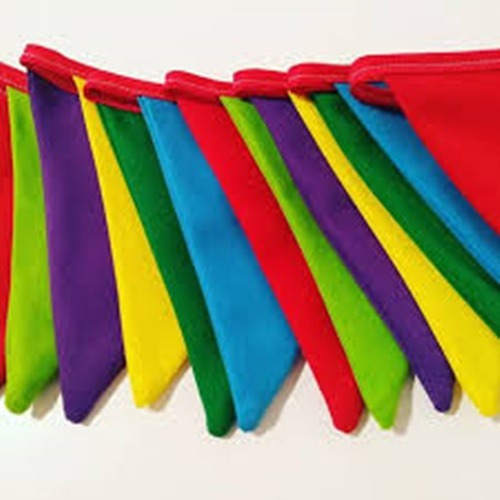 Banderines Muticolor Tela Doble Tira 10 Mts. Para Colgar