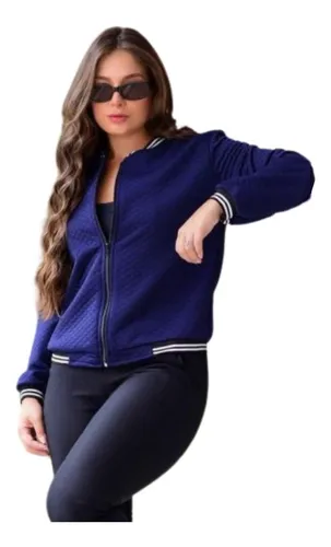 Jaqueta Feminina Azul Royal Blusa De Frio Bomber Inverno