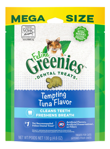 Cat Treats Greenies Feline Adult Dental Care, Atún, 130 G